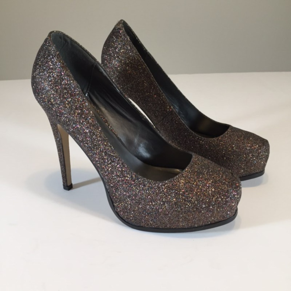 Madden Girl Womens Tiarah Metallic Glitter Platform Pumps Stiletto size 10